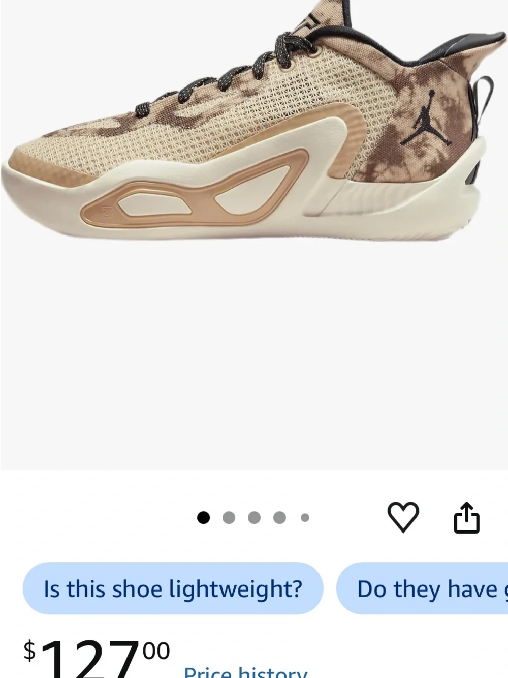 Nike Jordan Tatum1 Kids Beige and Black Knit Sneakers